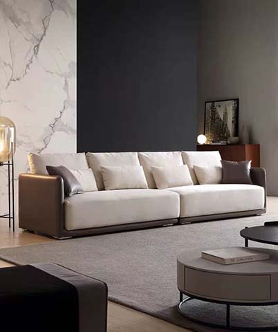 Contemporary Two-Tone Four-Seat Upholstered Linear Sofa