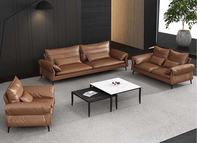 Contemporary Square Nesting Coffee Table Set with Black and White Stone-Look Tops