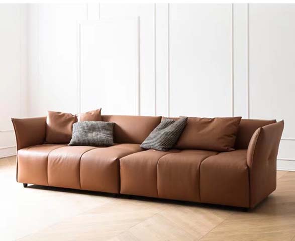 4-Seat Low-Profile Saddle Brown Upholstered Modular Sofa