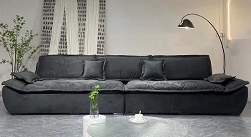 Charcoal Black Extra Deep Low-Profile 4-Seat Sofa