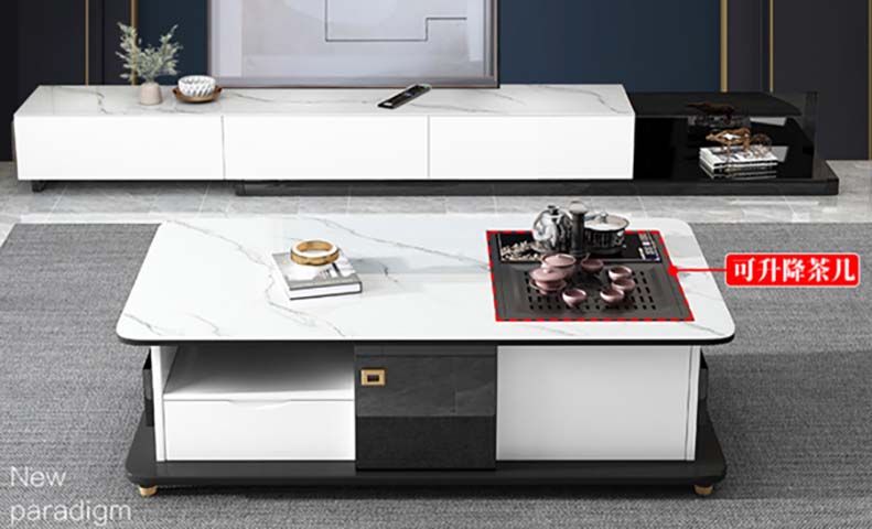 Lift-Top Tea Coffee Table with Integrated Brewing Station