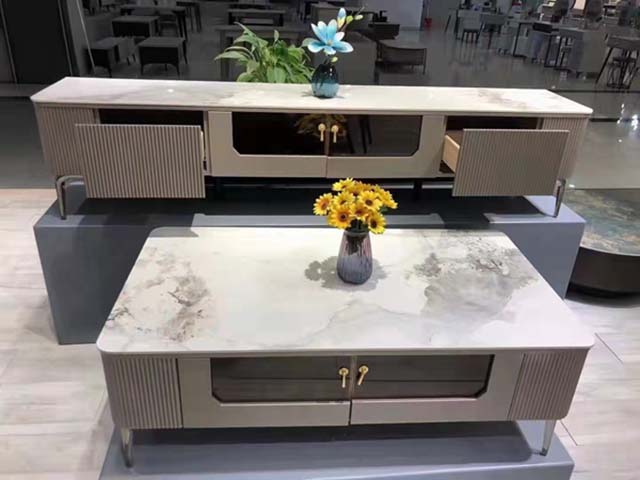 Modern Light Luxury 2-Piece Living Room Coffee Table and TV Stand Set