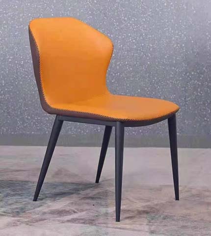 Modern Orange Upholstered Armless Side Dining Chair with Black Tapered Metal Legs