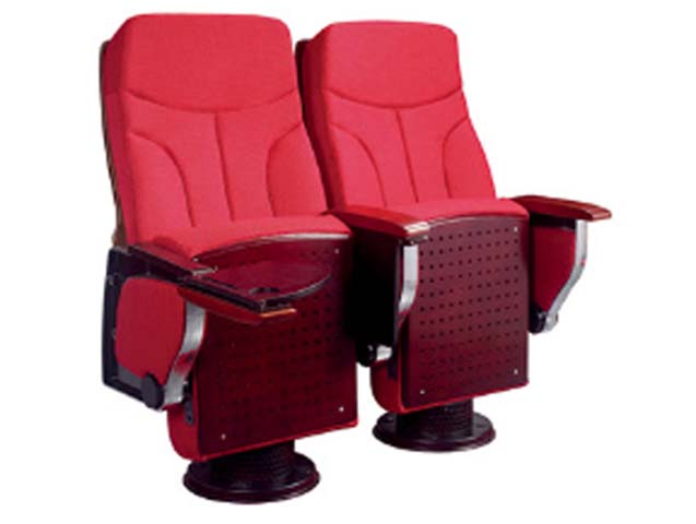 Two-Seat Upholstered Auditorium Chairs with Folding Writing Tablets