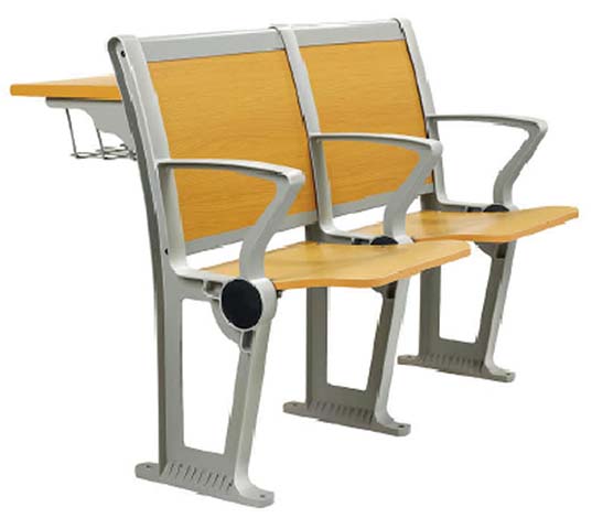 2-Seat Floor-Mounted Auditorium Seating with Side Fold-Out Writing Tablet