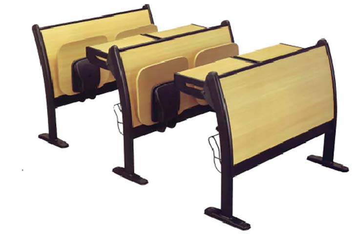 Floor-Mounted Tiered Folding Lecture Hall Desk and Chair Set
