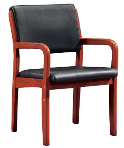 Fixed Bentwood Frame Black Faux Leather Conference Armchair