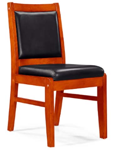 Armless Solid Wood Frame Black Faux Leather Padded Dining Side Chair