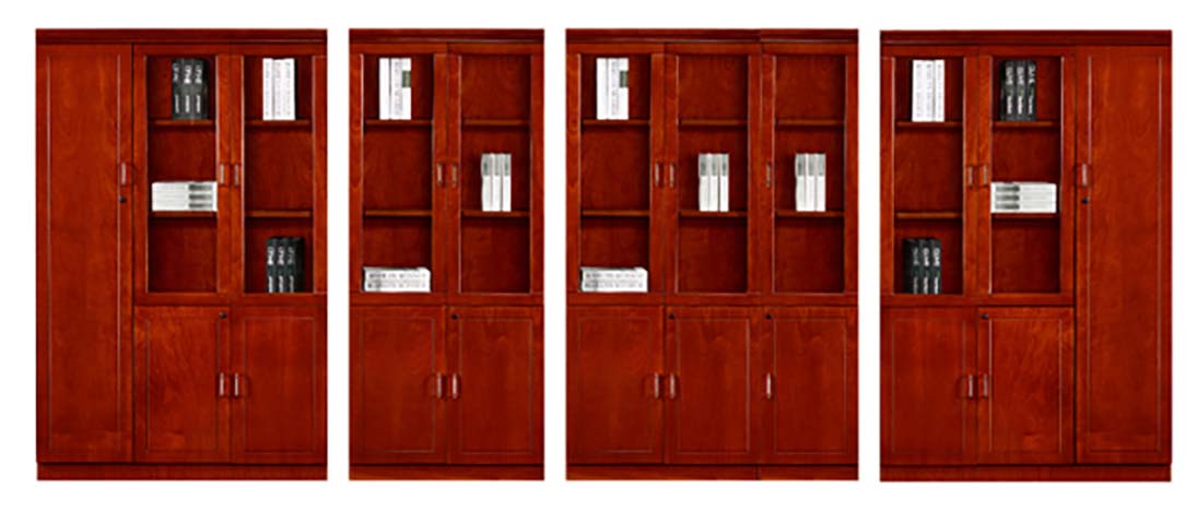 Modular Mahogany Veneer Office Bookcase Filing Cabinet