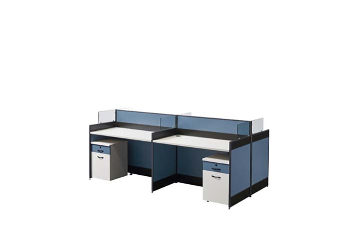 2-Person L-Shaped Office Cubicle Workstation with Mobile Pedestals