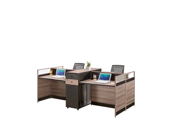 2-Person Opposing Modular Office Workstation Desk with Central Storage
