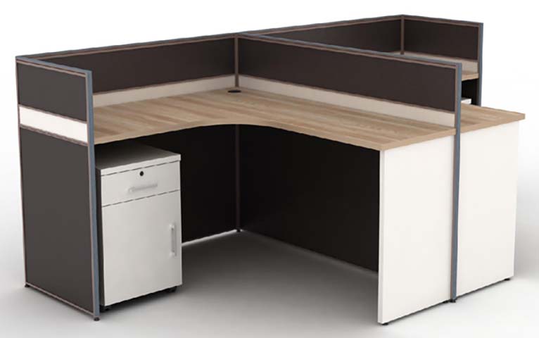 2-Person Back-to-Back L-Shaped Office Cubicle Workstation with Mobile Pedestal