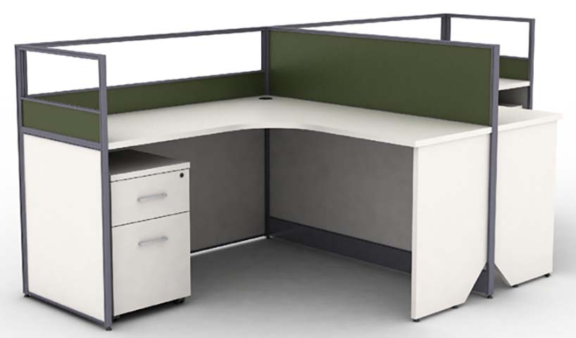 Modular L-Shaped Office Cubicle Workstation with Mobile Pedestal
