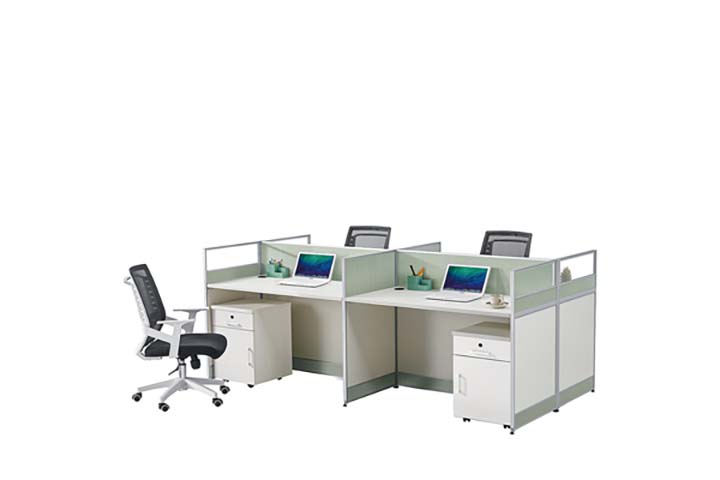 2x2 Cross-Shaped 4-Person Office Cubicle Workstation with Mobile Pedestals