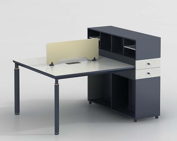 L-Shaped Modular Office Workstation Desk with Privacy Divider and Integrated Storage
