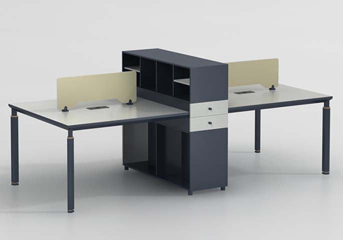 2-Person Face-to-Face Modular Office Workstation with Central Storage