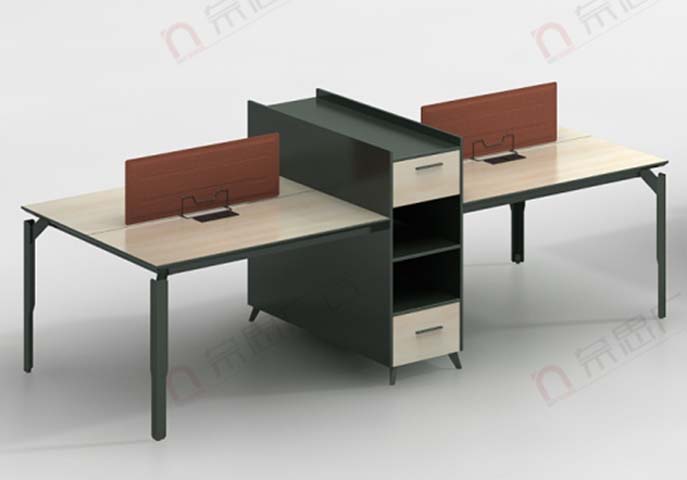 4-Person Face-to-Face Office Workstation Desk with Central Storage