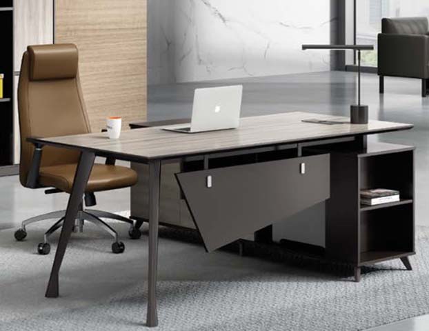 Modern L-Shaped Executive Office Desk with Integrated Side Storage Return