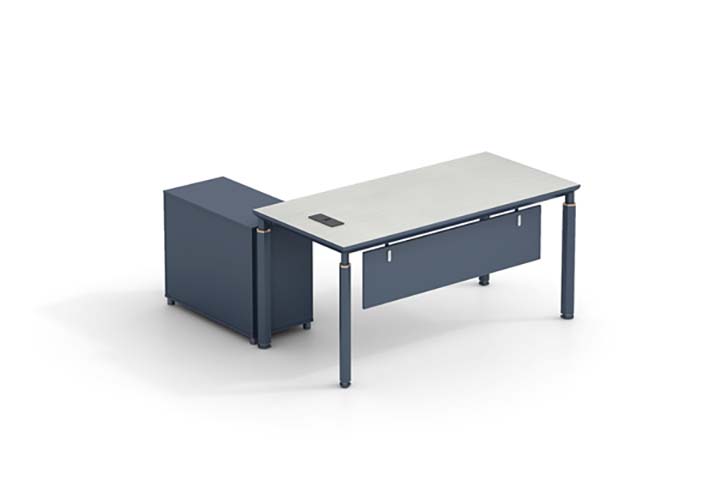 Modern L-shaped Executive Office Desk with Mobile Side Storage Pedestal