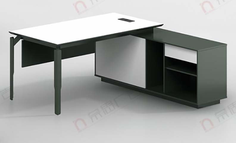 Two-Tone L-Shaped Executive Office Desk With Right-Side Storage Return