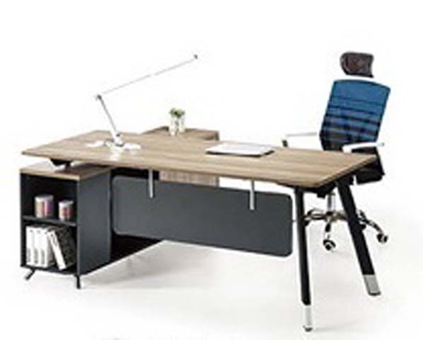 L-shaped Executive Office Desk with Attached Side Storage