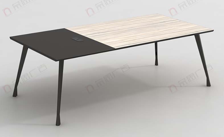 Two-Tone Rectangular Conference Table with Integrated Cable Management