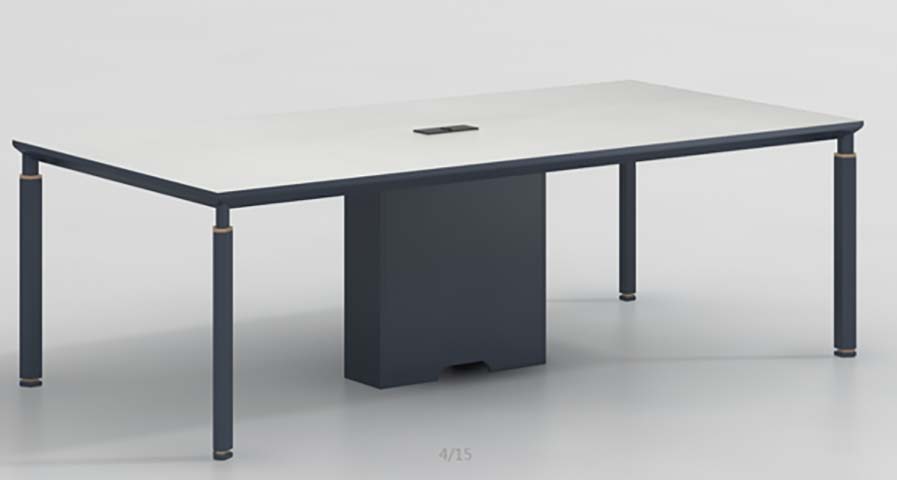Two-Tone Rectangular Conference Meeting Table with Integrated Cable Management