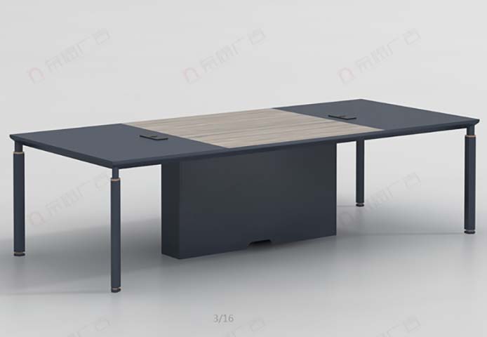 Two-Tone Rectangular Conference Meeting Table with Cable Grommets and Central Modesty Panel