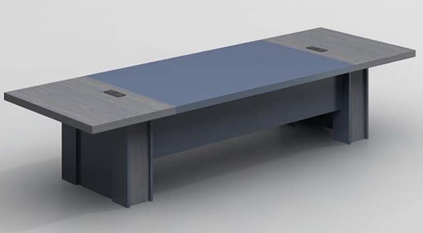 Rectangular Two-Tone Panel Conference Table with Integrated Cable Grommets