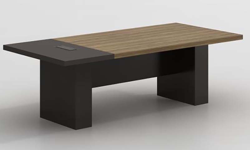 Two-Tone Walnut and Charcoal Rectangular Conference Meeting Table with Cable Management