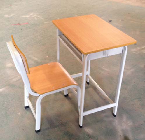 Fixed-Height Single Student Desk and Chair Set with Stationery Drawer