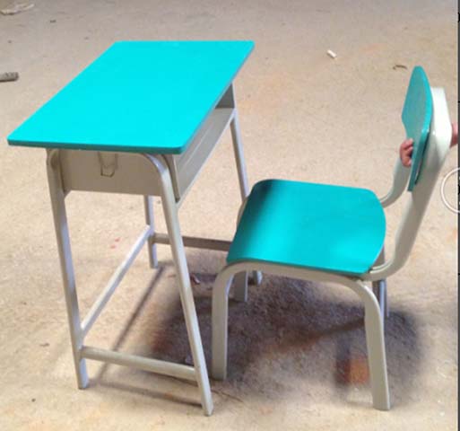 Attached Single-Student Cantilever Classroom Desk and Chair Set with Under-Desk Storage