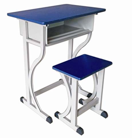 Blue Top Fixed Height Student Desk and Stool Set