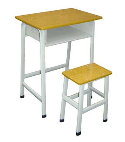 Fixed Single Student Desk and Backless Stool Set