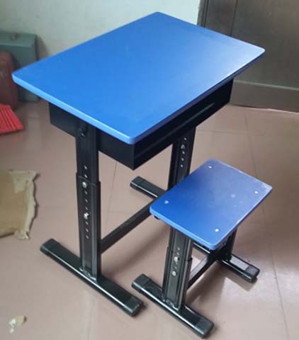 Height-Adjustable Single Student Desk and Stool Set