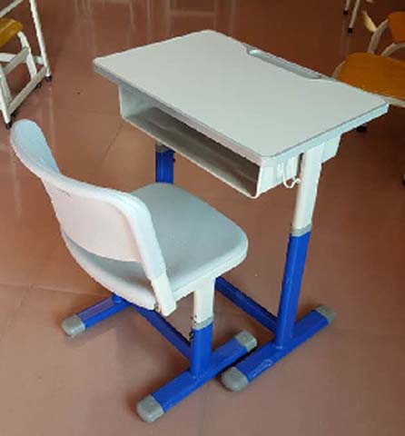 Height-Adjustable Single Student School Desk and Chair Set