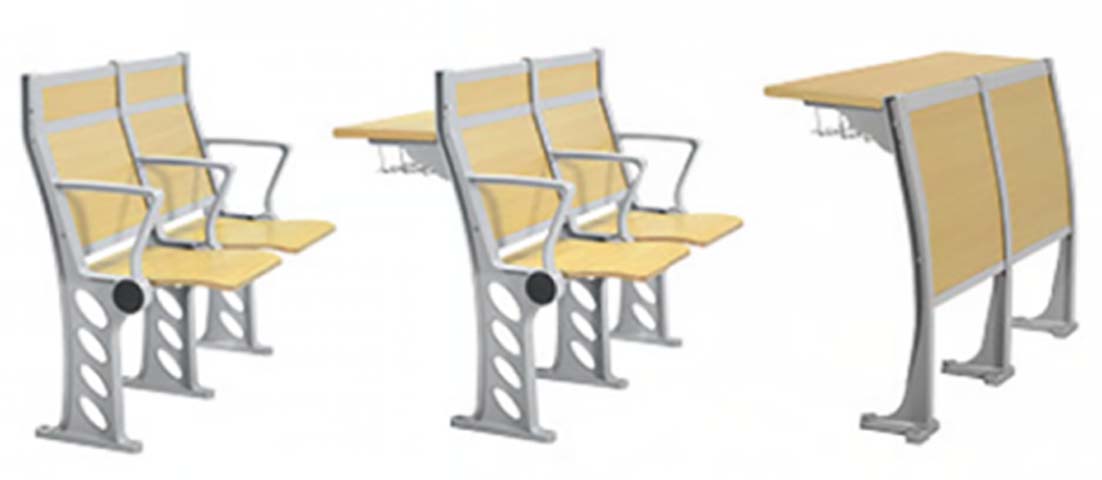 Fixed-Row Tandem Lecture Hall Seating with Integrated Front Writing Tablet