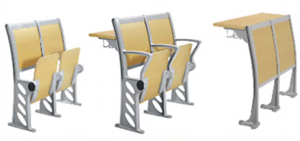 Fixed Ganged Auditorium Lecture Hall Seating with Rear Folding Writing Tablet