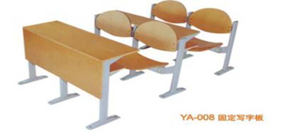 4-Seat Floor-Mounted Fixed Lecture Hall Seating with Continuous Writing Table