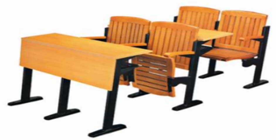 3-Seat Row Auditorium Lecture Seating with Integrated Writing Tablets