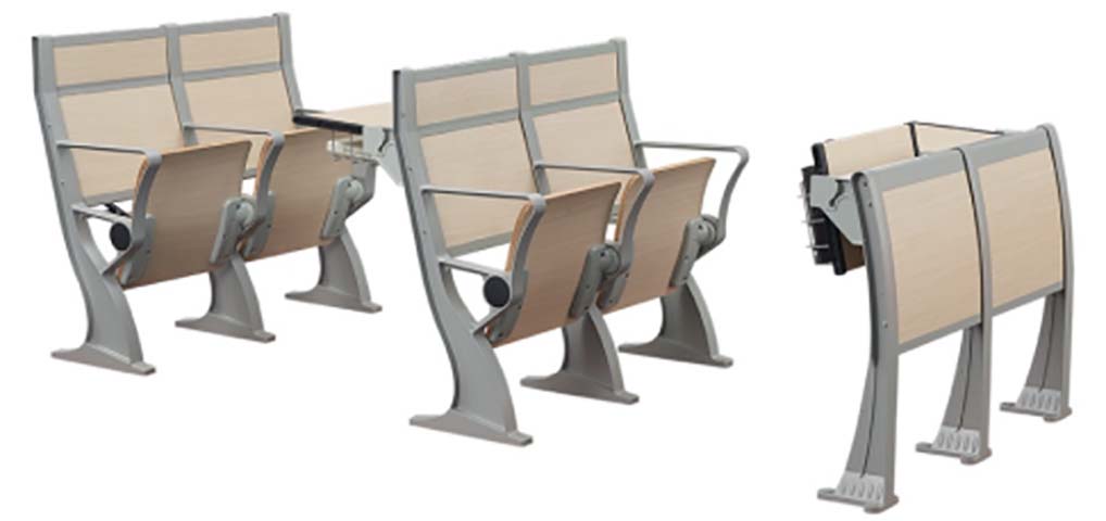 Floor-Mounted Folding Lecture Hall Auditorium Seating with Flip-Up Writing Tablet