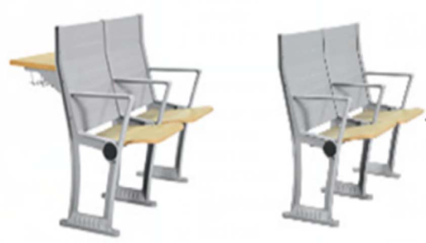 2-Seat Ganged Training/Auditorium Chair with Foldable Side Writing Tablet