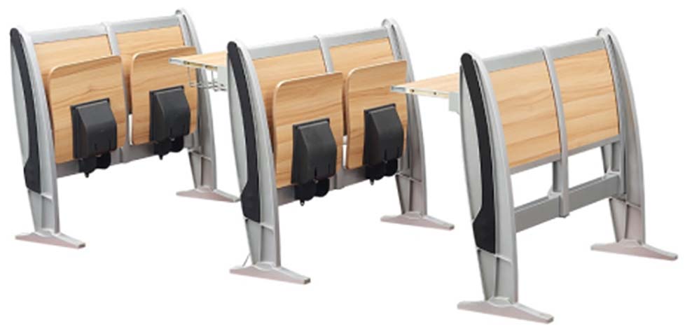 Fixed Double-Seat Lecture Hall Auditorium Seating with Folding Writing Tablets