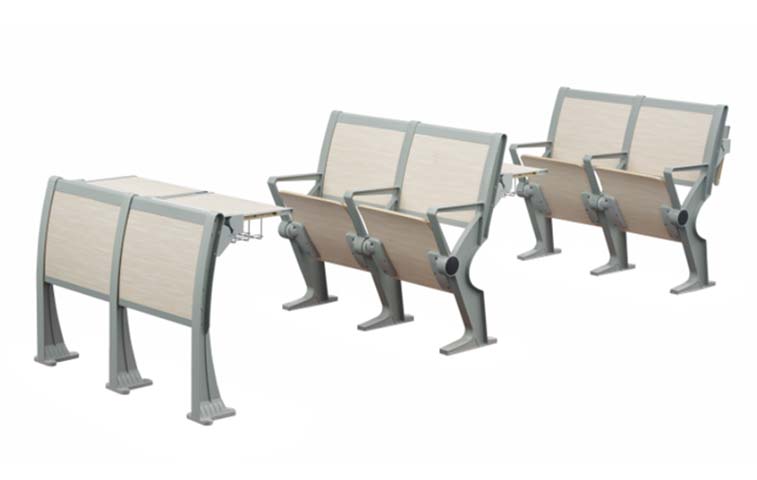 Fixed Tiered Lecture Hall Row Seating with Fold-Up Seats and Fold-Out Writing Tablets