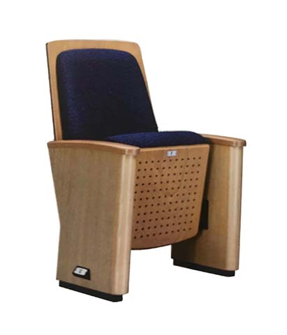 Fixed Floor-Mounted Upholstered Auditorium Chair with Solid Wood Frame