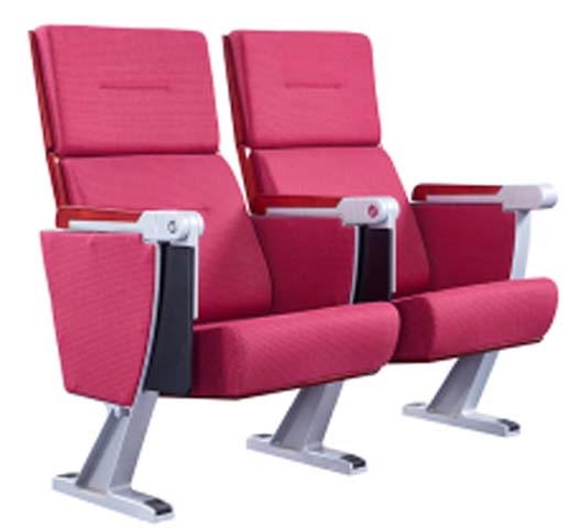 2-Seat Ganged Floor-Mounted Auditorium Seating with Integrated Cup Holders