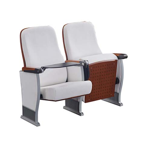 Fixed Ganged 2-Seat Auditorium Chair with Retractable Writing Tablet