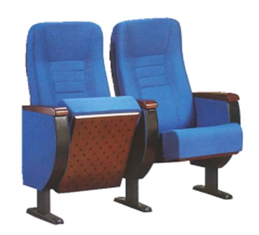 Ganged 2-Seat Floor-Mounted Auditorium Chair with Integrated Fold-Down Writing Tablet