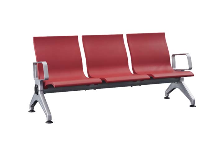 3-Seat Molded PU Gang Public Waiting Chair with Aluminum Frame