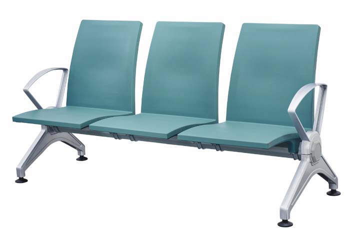 Teal 3-Seat High-Traffic Public Tandem Waiting Bench